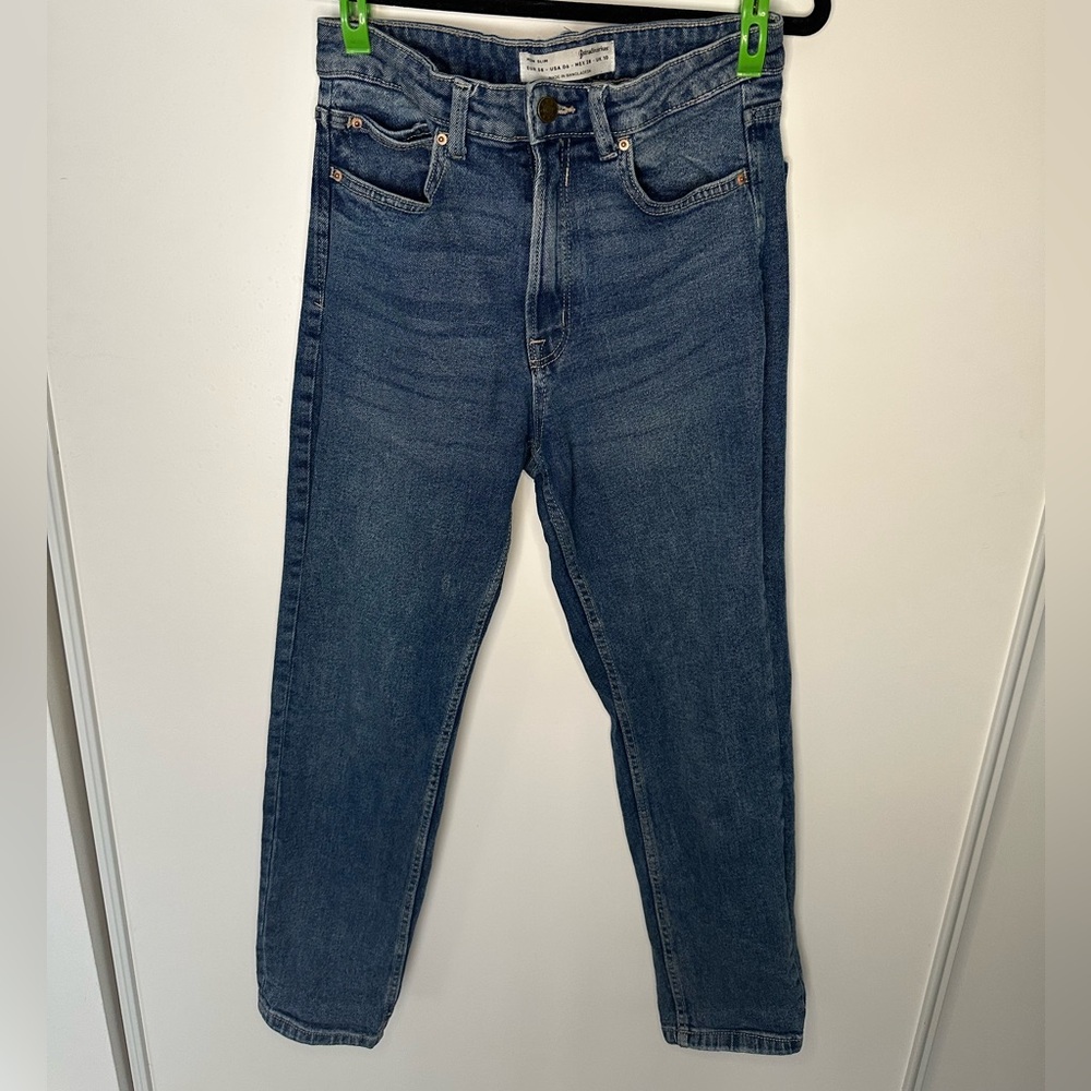 stradivarius women's Dark Blue Straight Jeans